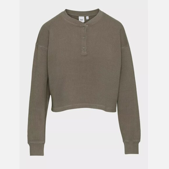 Aritzia Tna Long Sleeve Kendall Waffle Henley Top - Picture 4 of 7